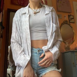 White Floral Collared Shirt